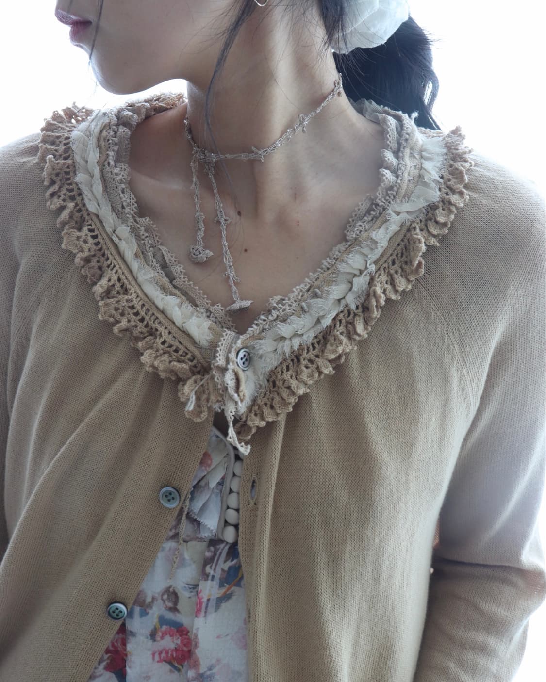 [Sunao Kuwahara] Lace Frill Cardigan 상품이미지2