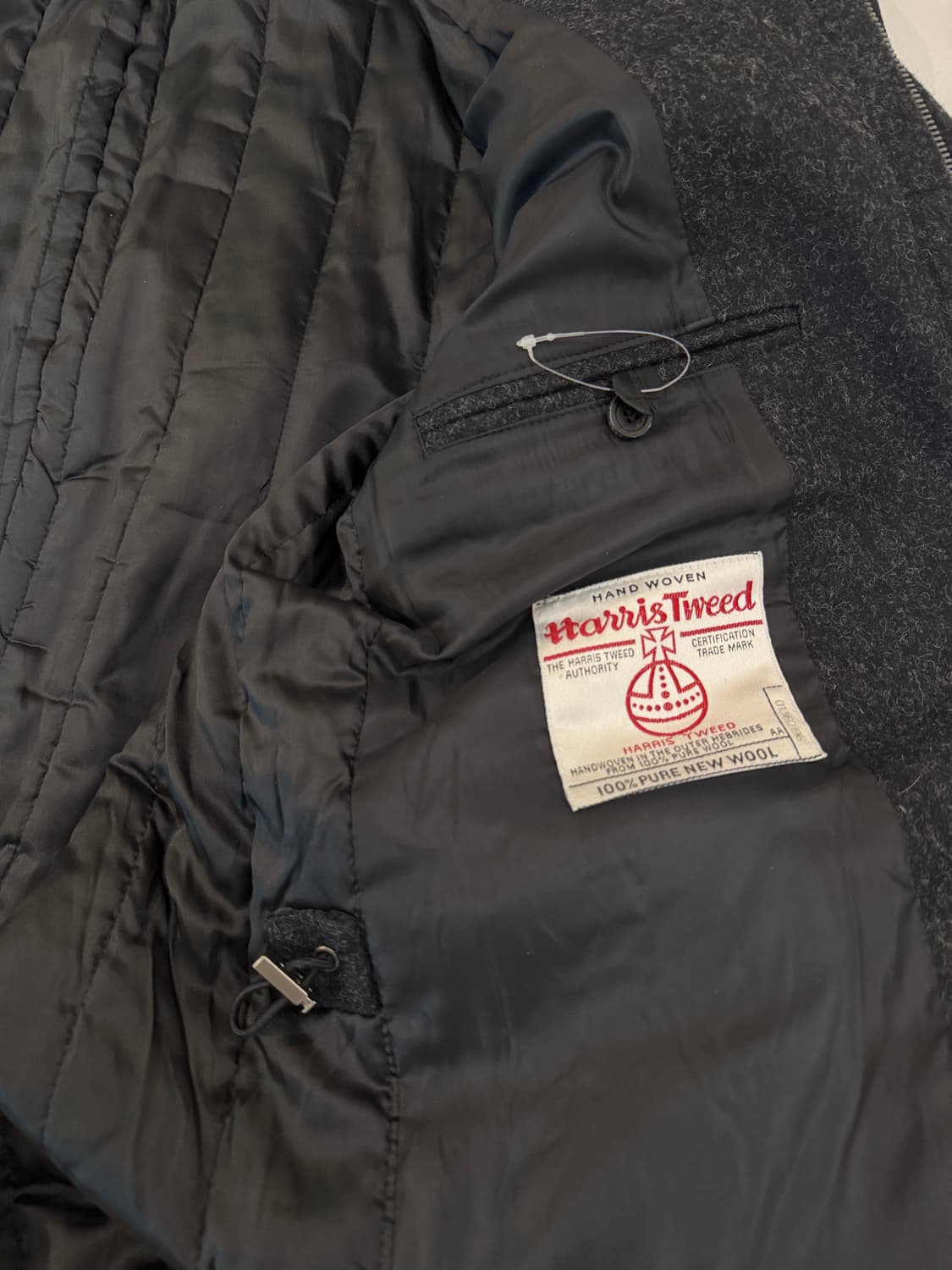 우영미 12FW 해리스 트위드 헤링본 하이넥 울 코트 상품이미지5