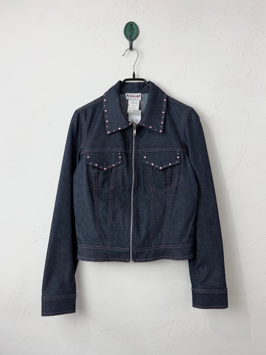 90s 모르간 핑크 스터드 데님 자켓 상품이미지1