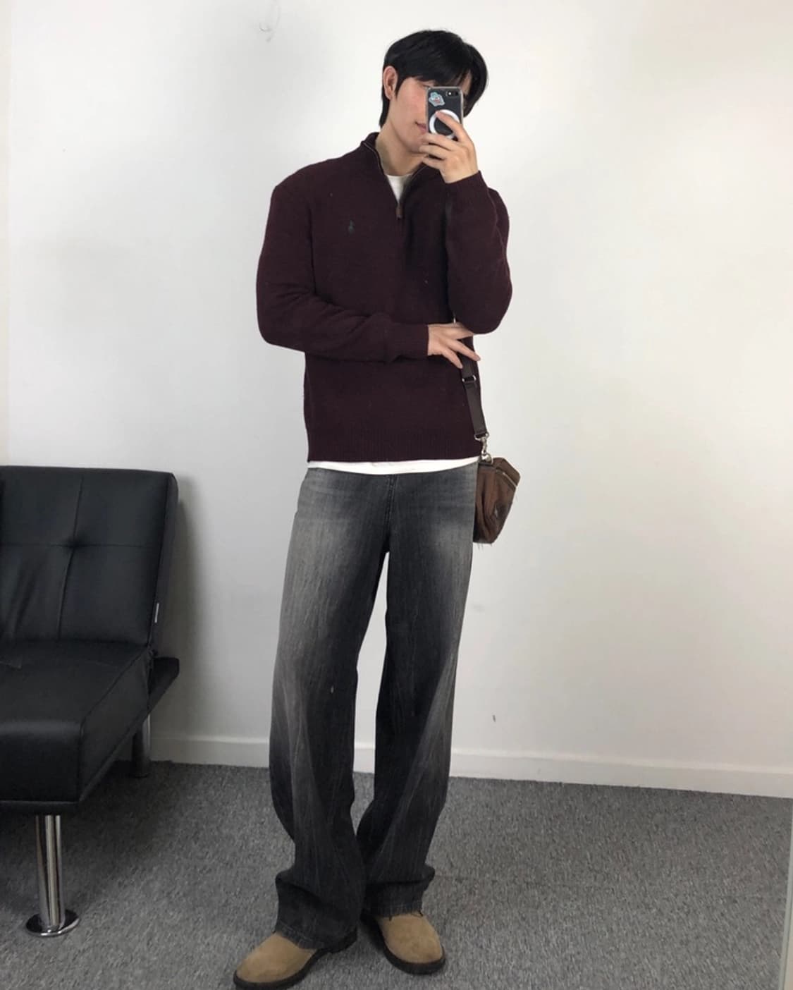 폴로 정품 딥버건디 하프집업 카키포니 상품이미지1