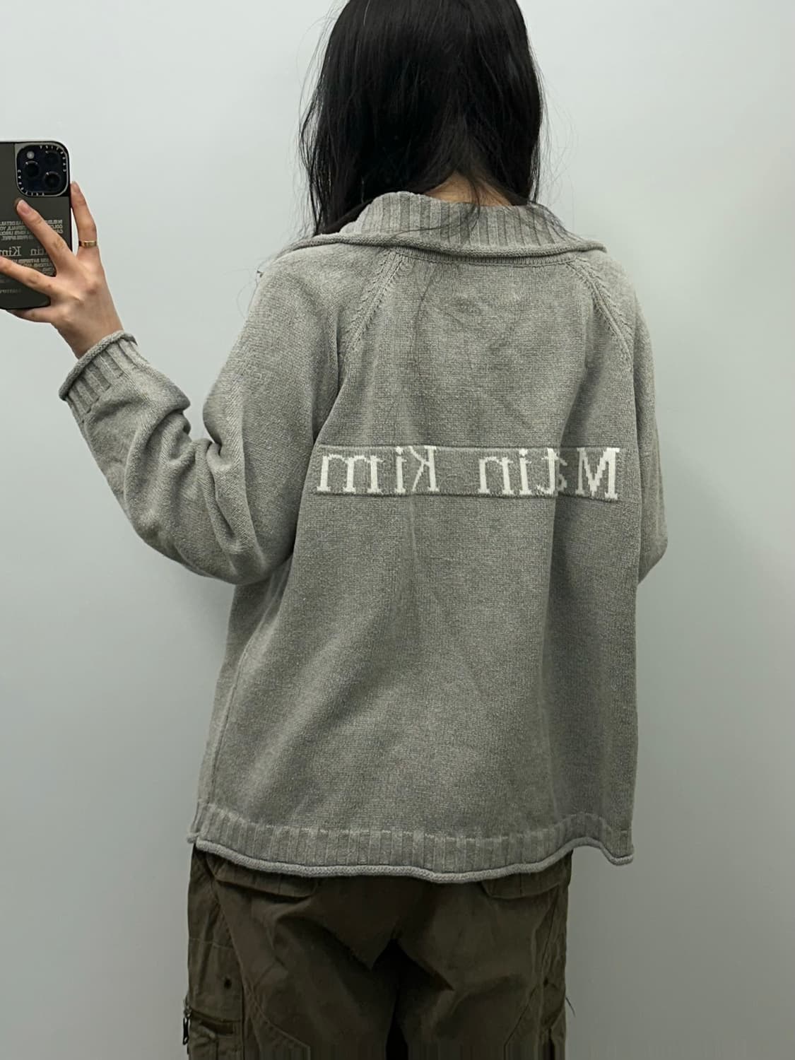 마땡킴 스펠포인트 그레이 니트집업 상품이미지2