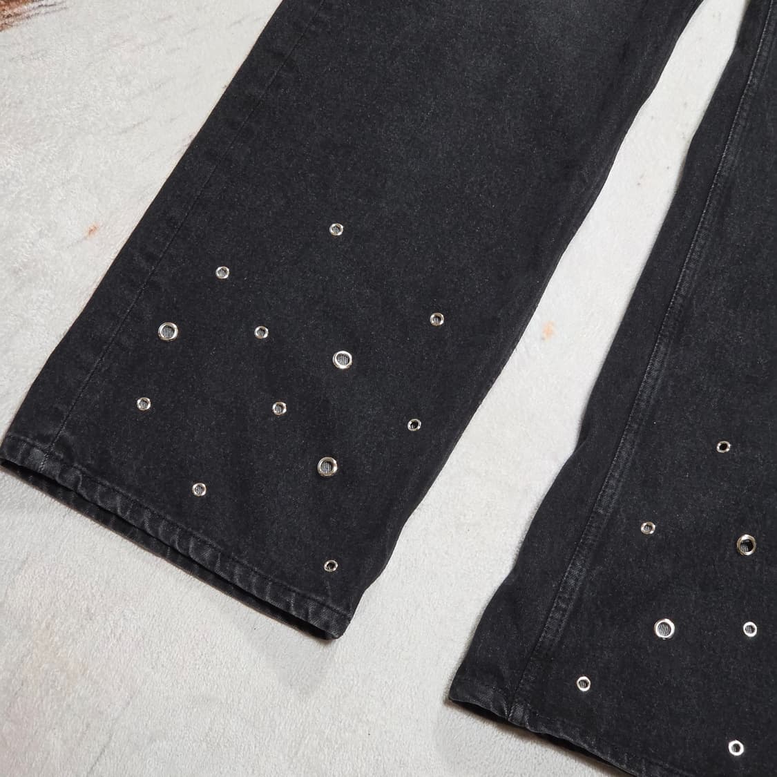 펑크 아일렛 흑청 와이드 팬츠 상품이미지3