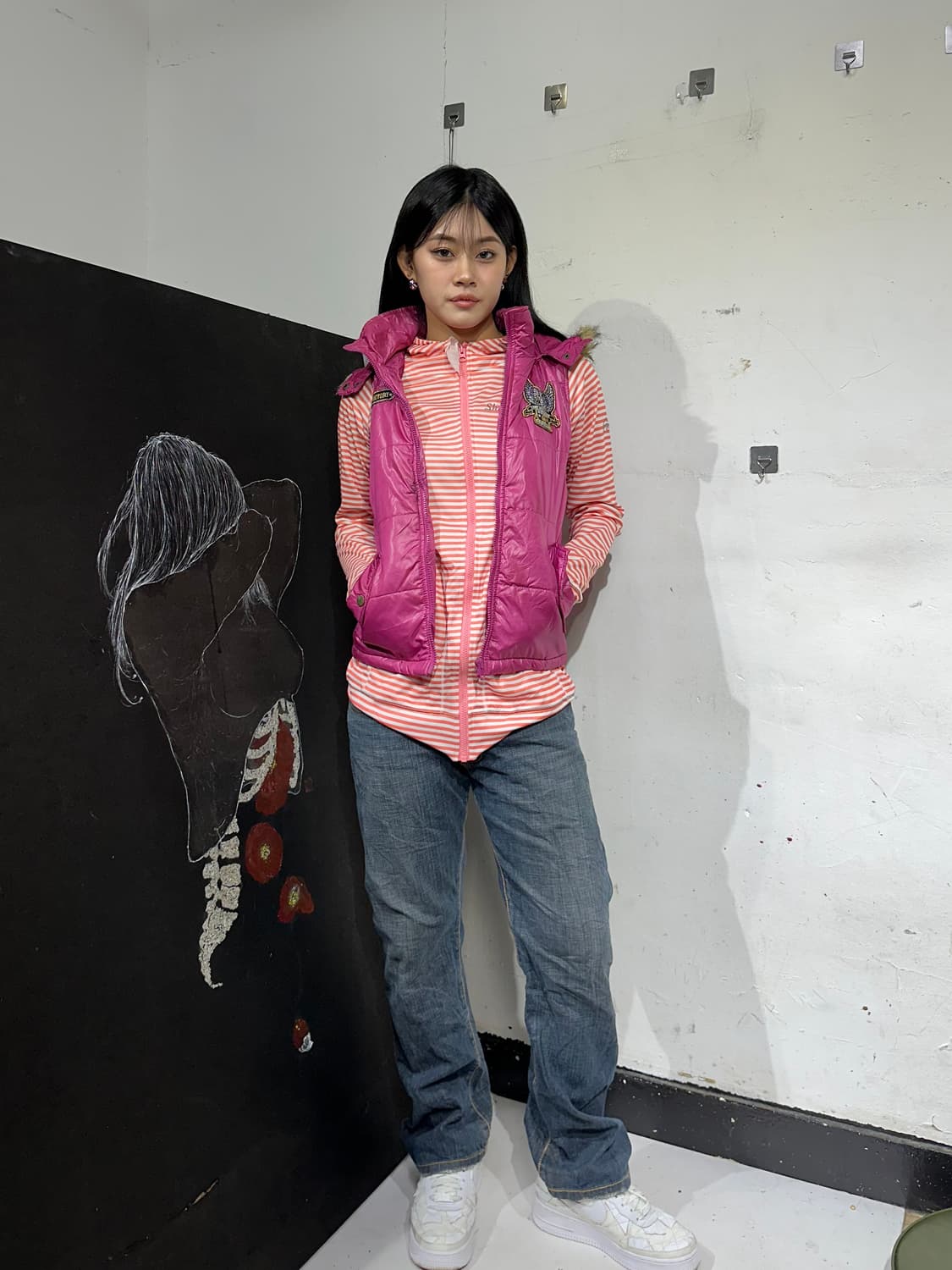 Jpn 일본빈티지 y2k 갸루 올프죠 페딩 조끼 상품이미지1