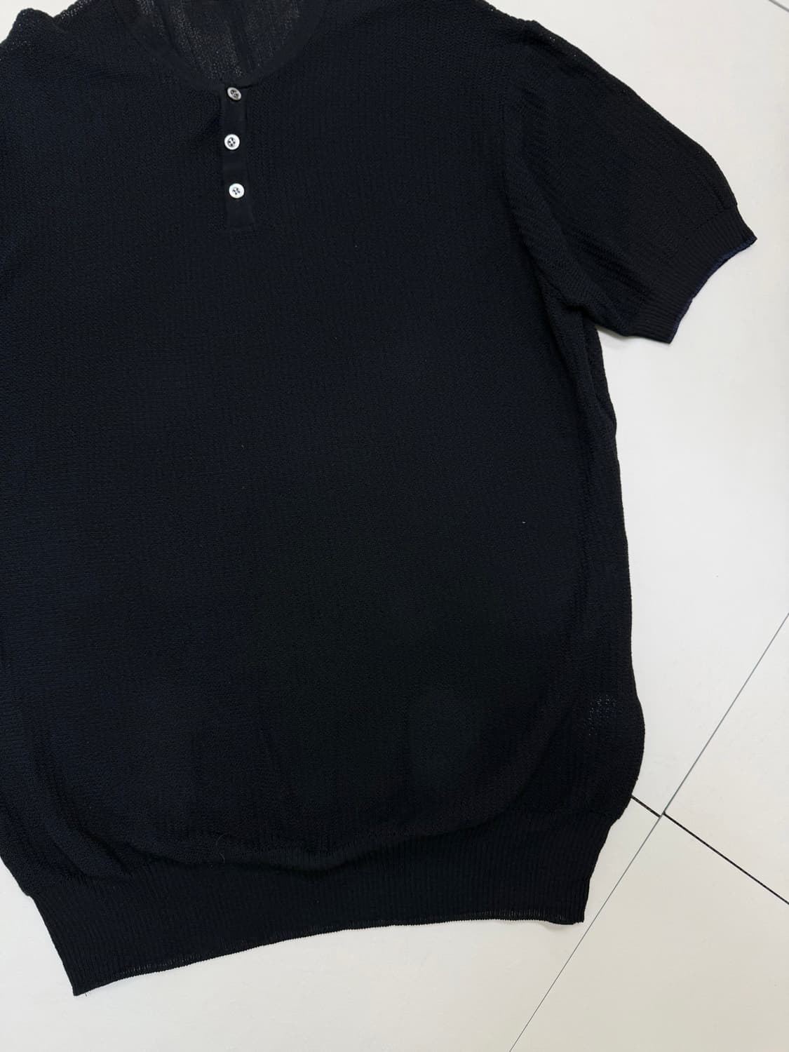 Sortie 솔티 텍스쳐 머슬핏 헨리넥 미니멀 니트 반팔 상품이미지2