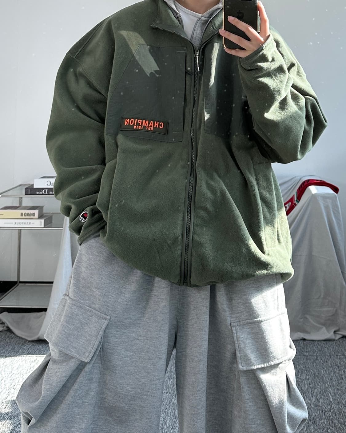 챔피온 카키 플리스 자켓 XL 상품이미지3