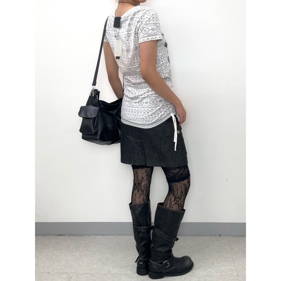 빈티지 흑청 데님 미디 스커트 상품이미지3