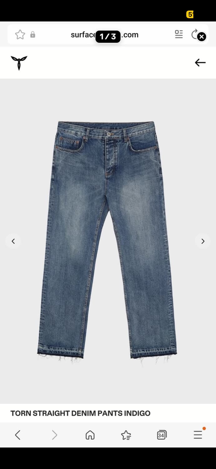 서피스에디션 torn straight denim pant indigo 상품이미지1