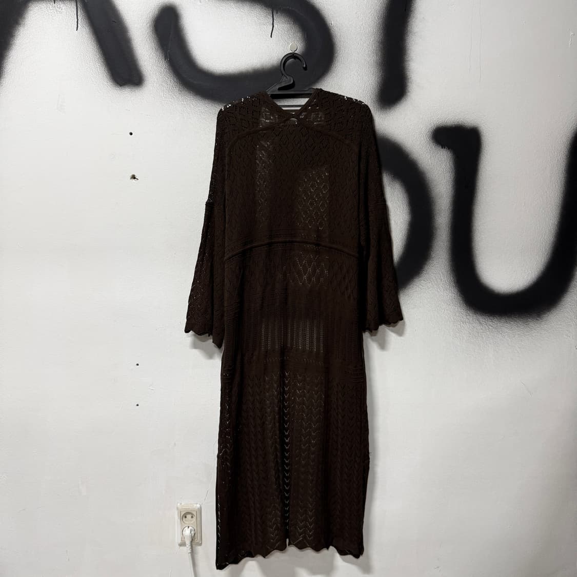 VTG 빈티지 브라운 크로쉐 펀칭 롱 가디건 상품이미지2