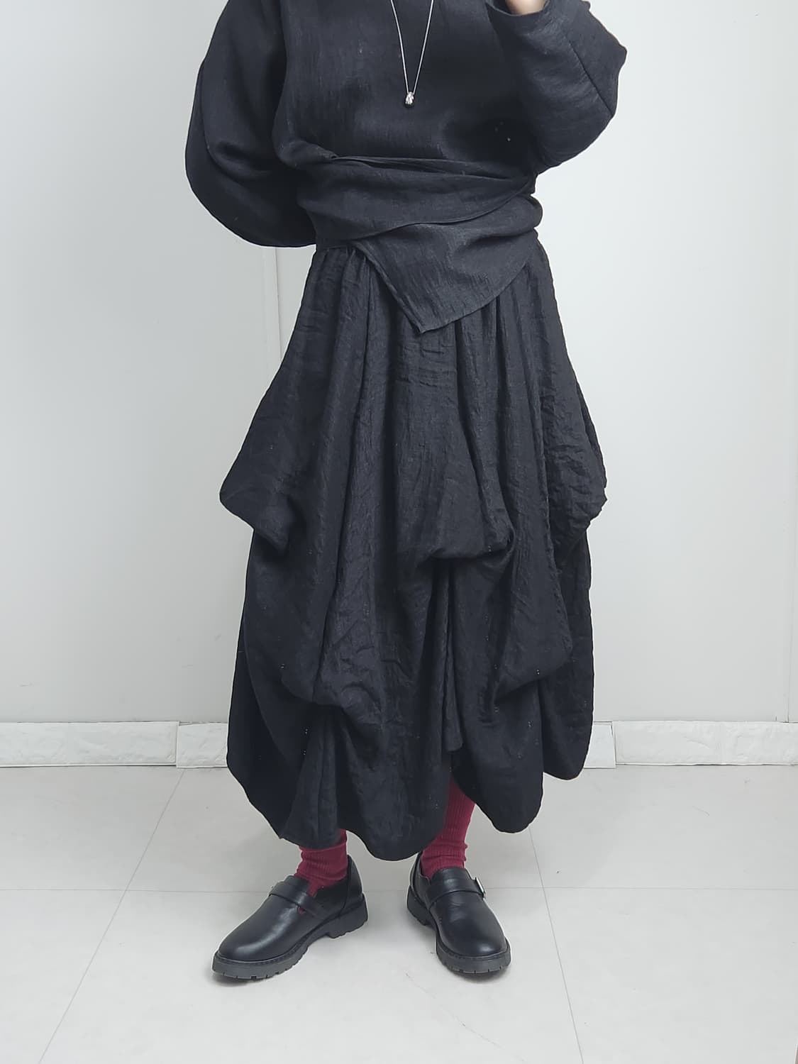 언발 블라우스•셔링 스커트 셋업 상품이미지3