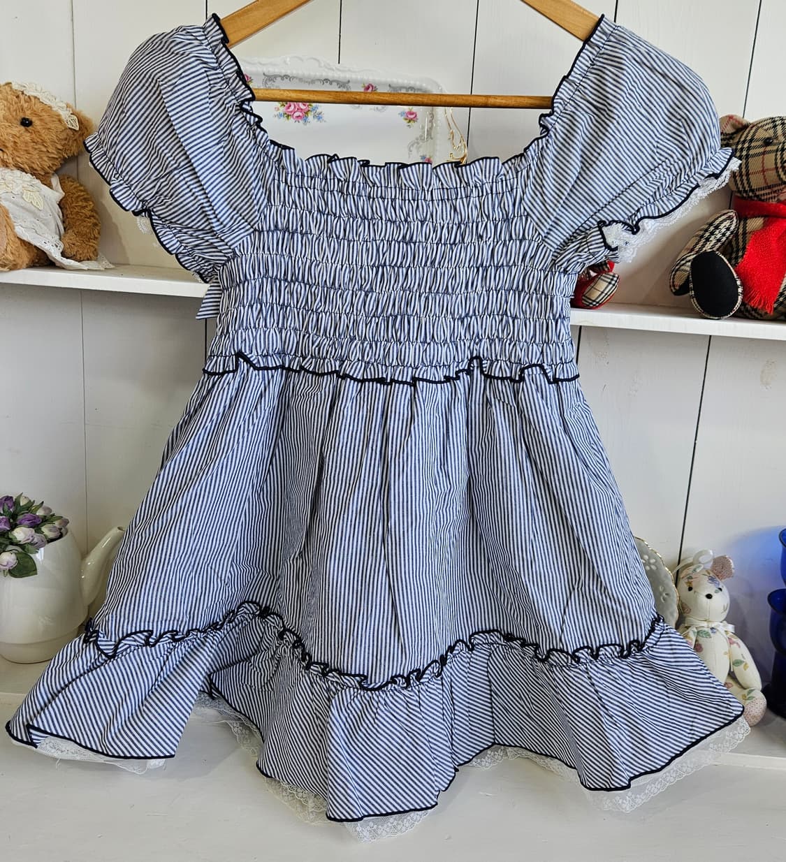 스트라이프 리본 스모크 튜닉탑 상품이미지5