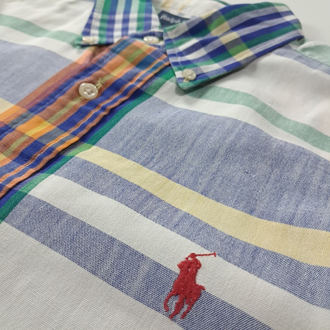 CK220 XL 폴로 90s 자이언트 마드라스 체크 반팔 셔츠 남방 상품이미지4