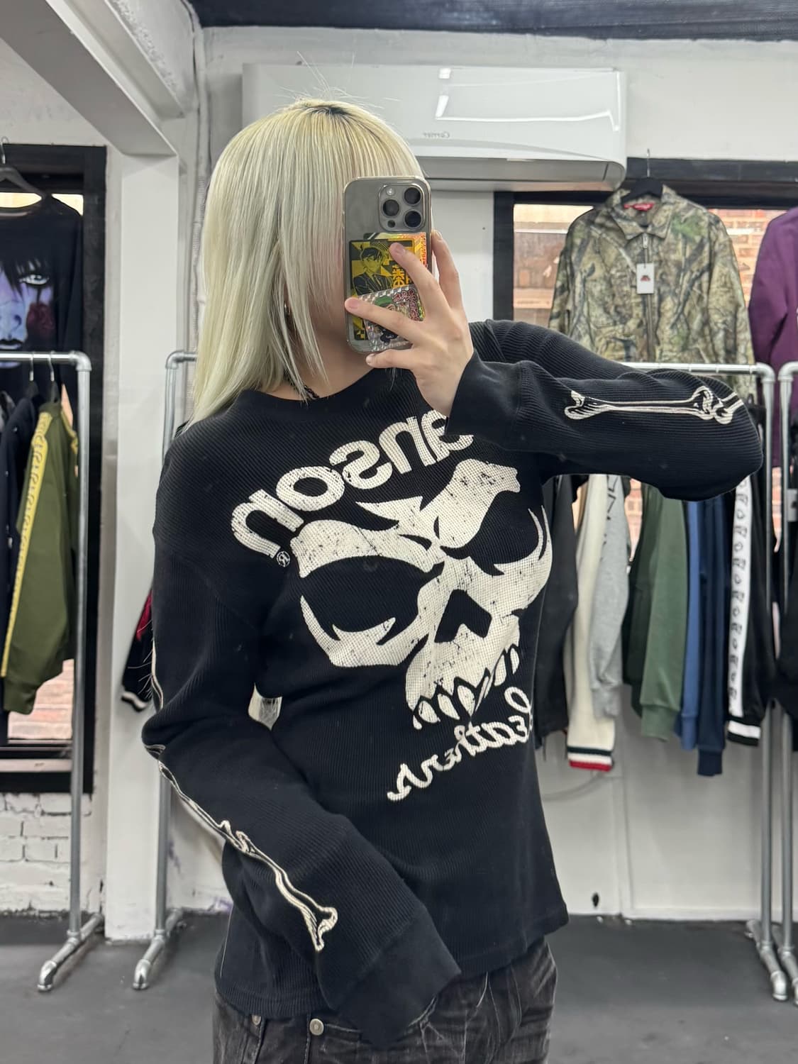 밴슨 레더 스컬 와플 롱슬리브 상품이미지4