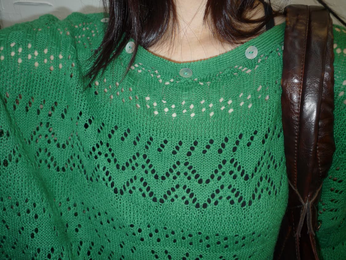 Neck button green knit 상품이미지1