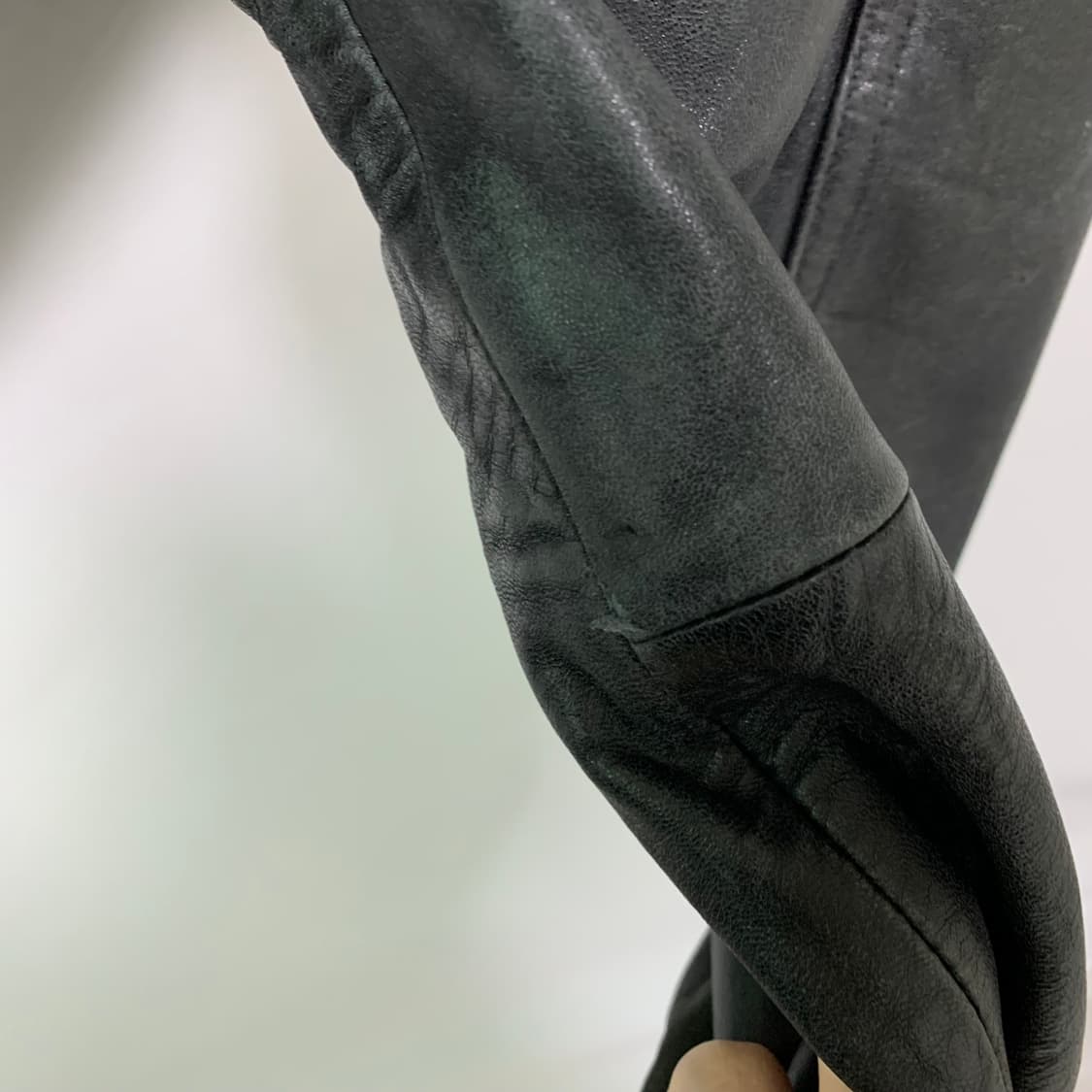 런던포그 빈티지 블랙 가죽 무스탕 자켓 에코 비건레더 남녀공용 상품이미지5