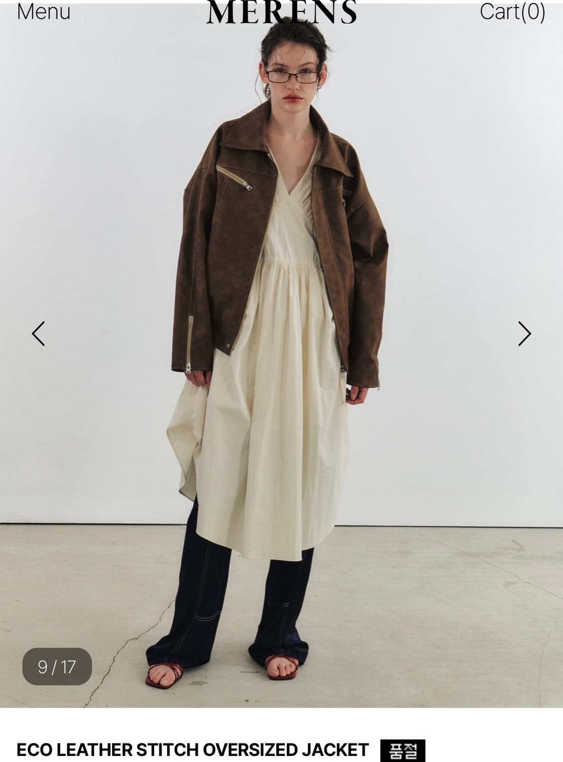 메렌스 에코 레더 스티치드 오버사이즈 가죽 자켓 상품이미지2