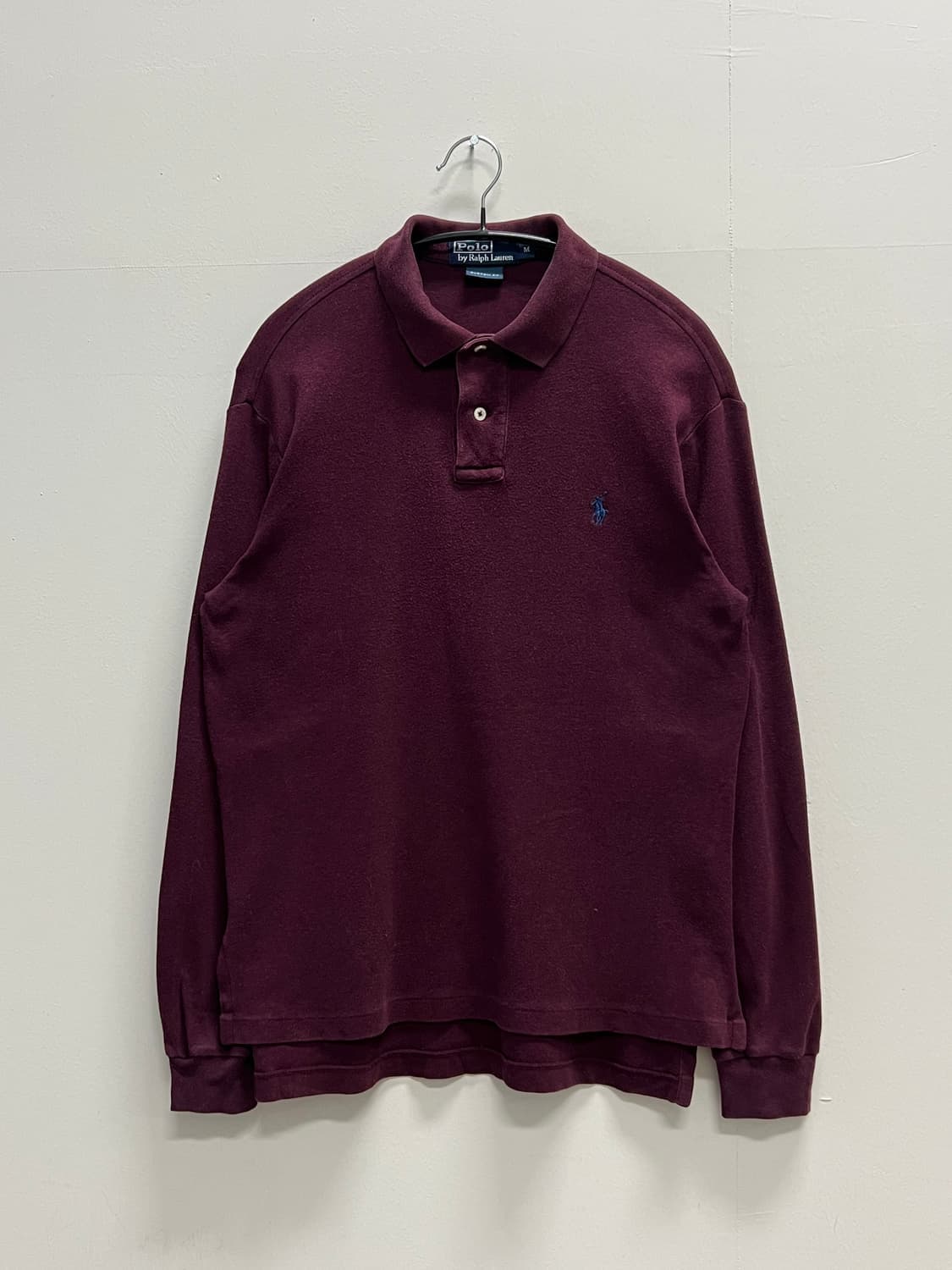 (M) 폴로 랄프로렌 커스텀 핏 긴팔 카라 티 버건디 상품이미지2