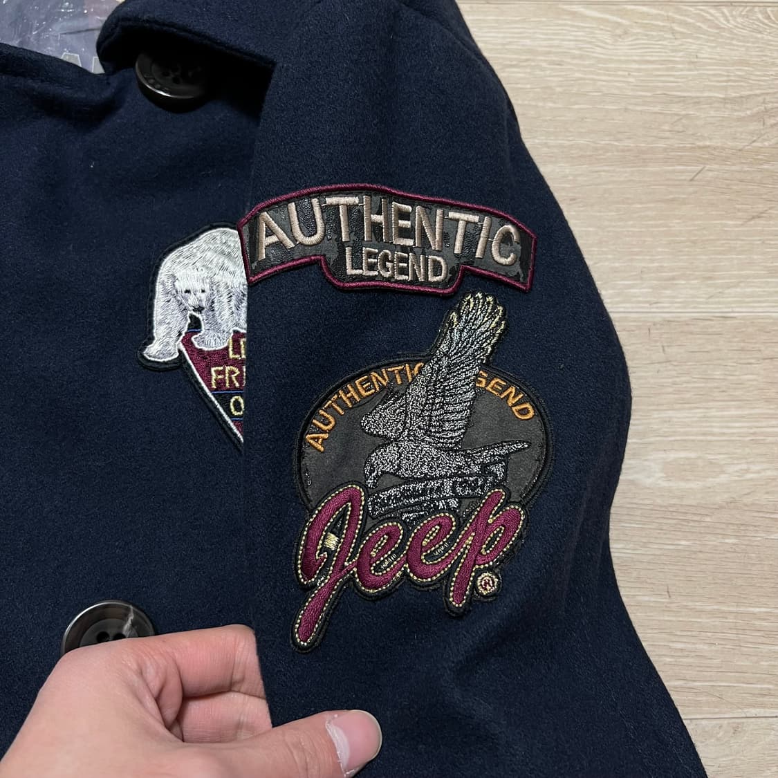 Jeep 지프 남성 와펜 울 혼방 더블 숏 피코트 [네이비] L/100 상품이미지5