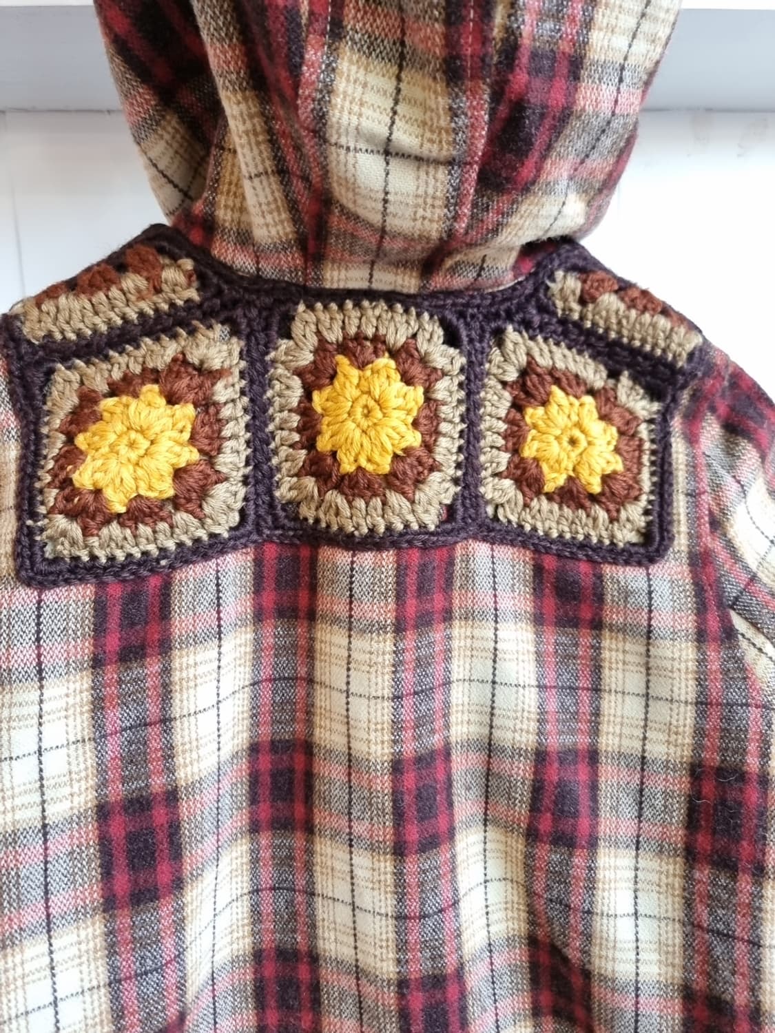 빈티지 체크 니트 디테일 더플 코트 상품이미지6