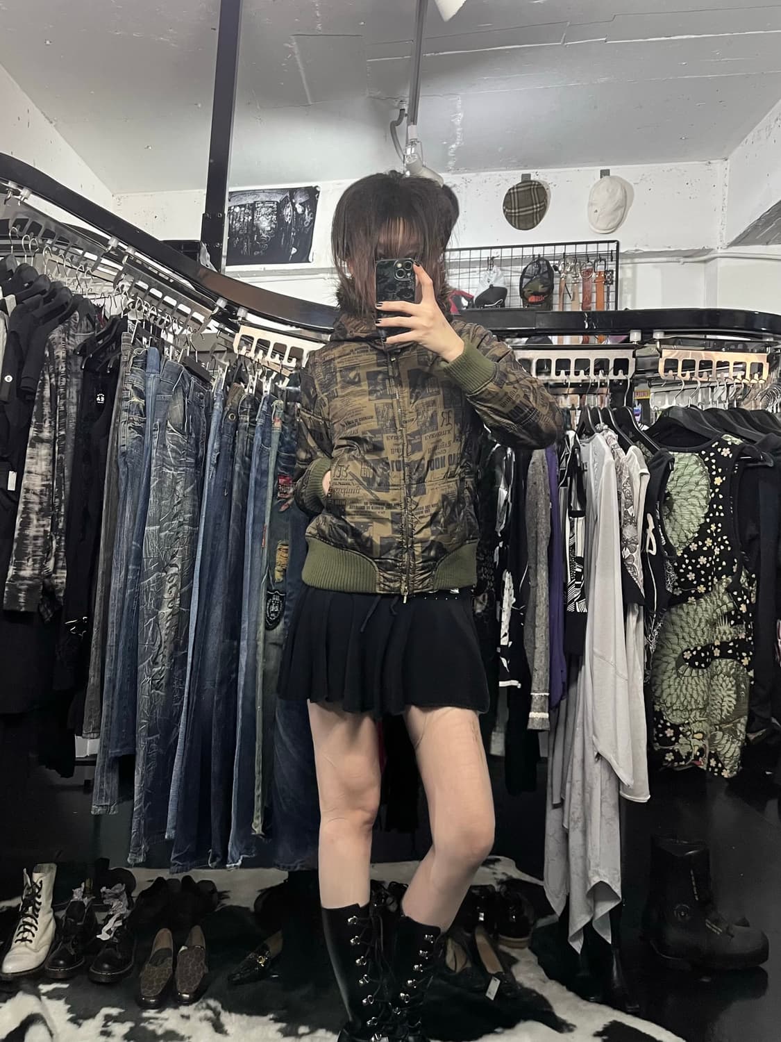 퍼 후드 투웨이 프린팅 패딩 상품이미지2