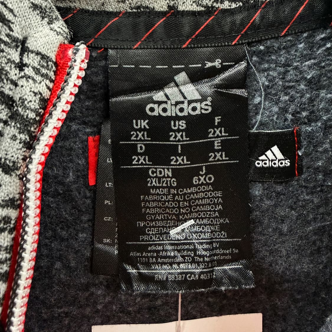 아디다스 스포츠 데릭로즈 후드집업 레드 테이프 라인 기모안감 포인트후드 상품이미지7