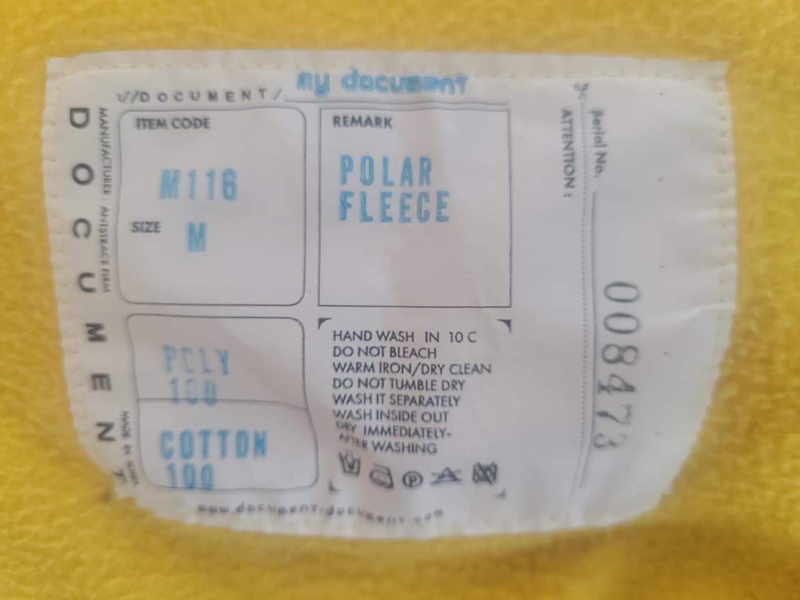 도큐먼트 라운드넥 폴라플리스 저지 옐로우 상품이미지7