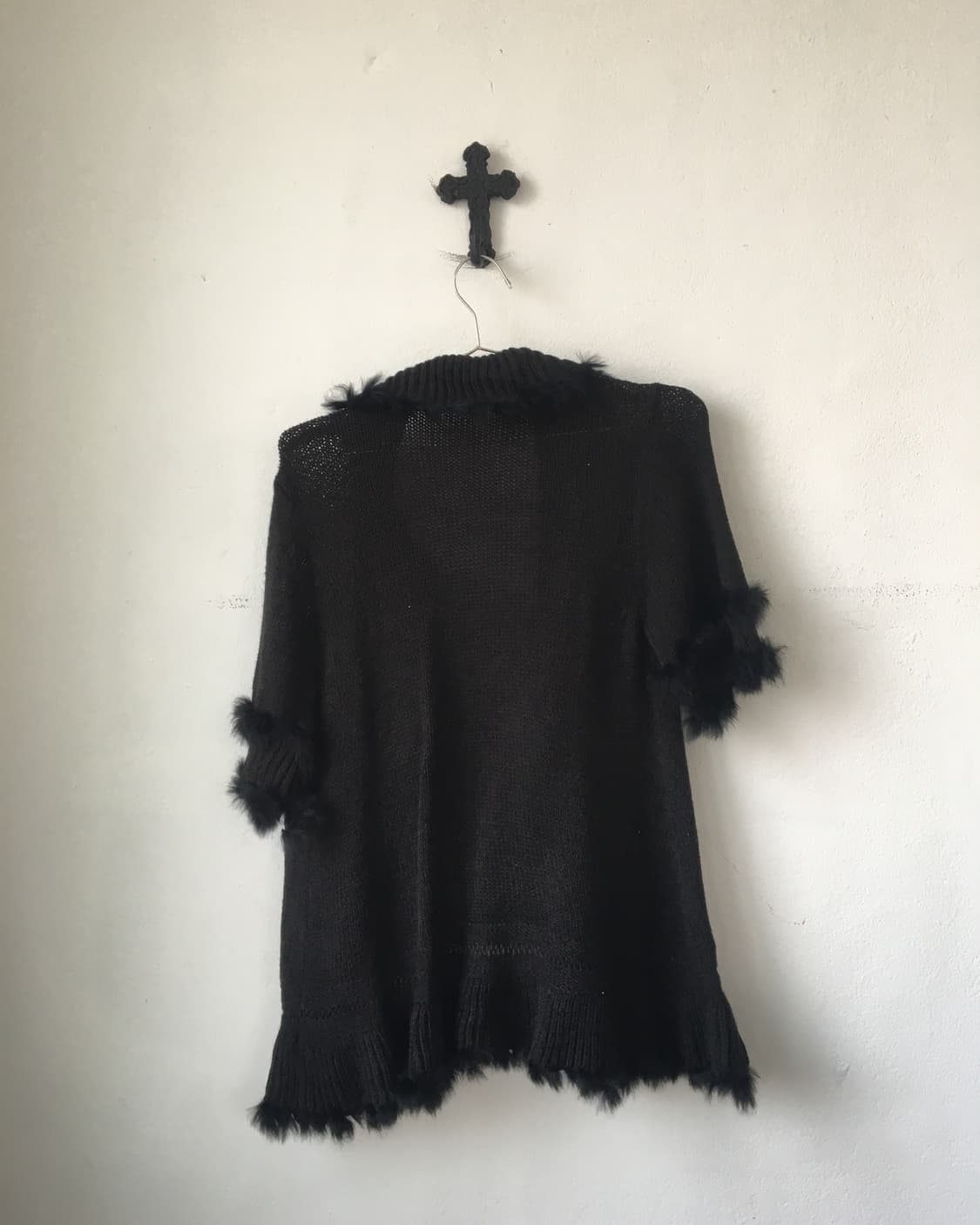 Fur trimming knit open ruffle cape 상품이미지4