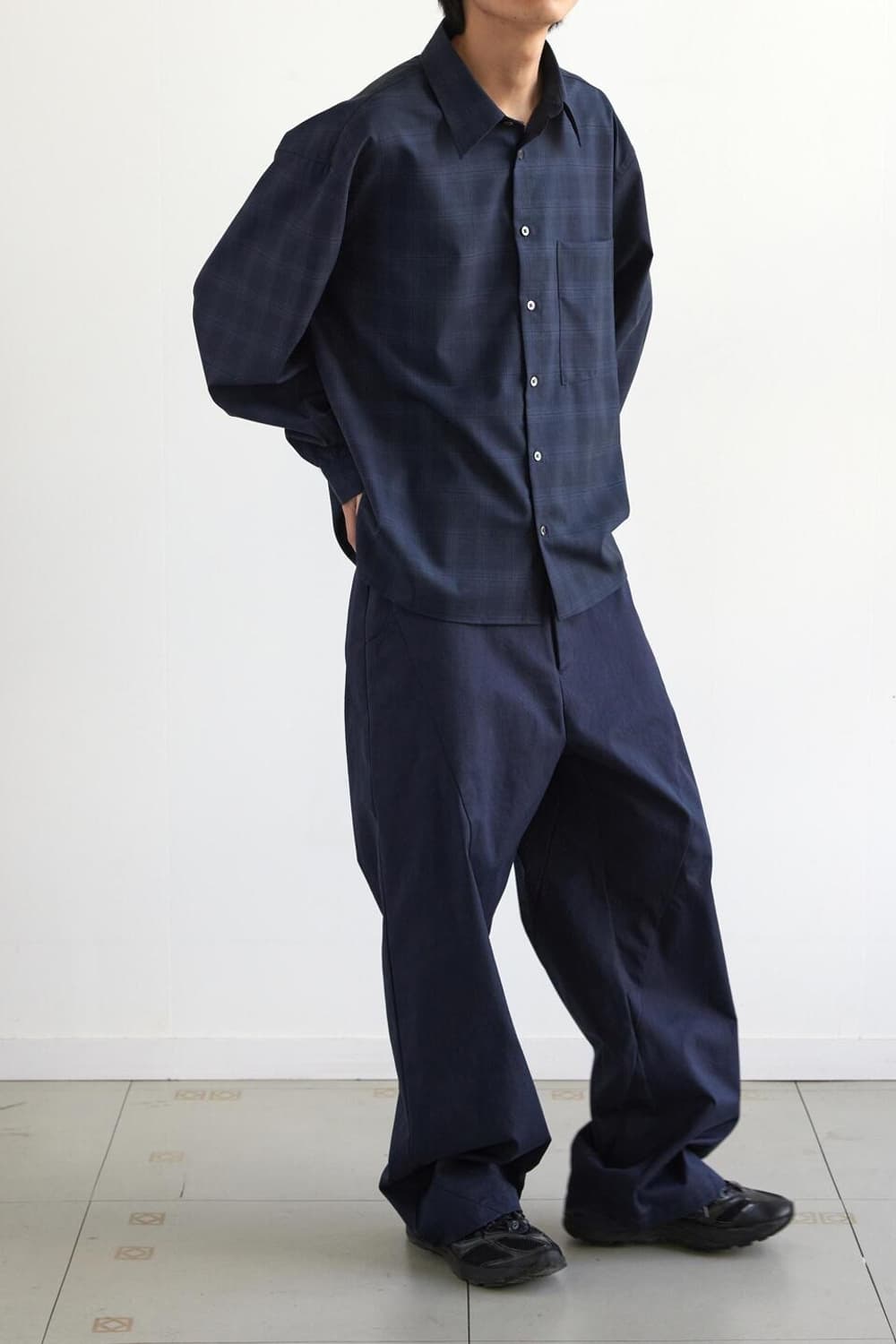 crop shirt navy ombre check 상품이미지4