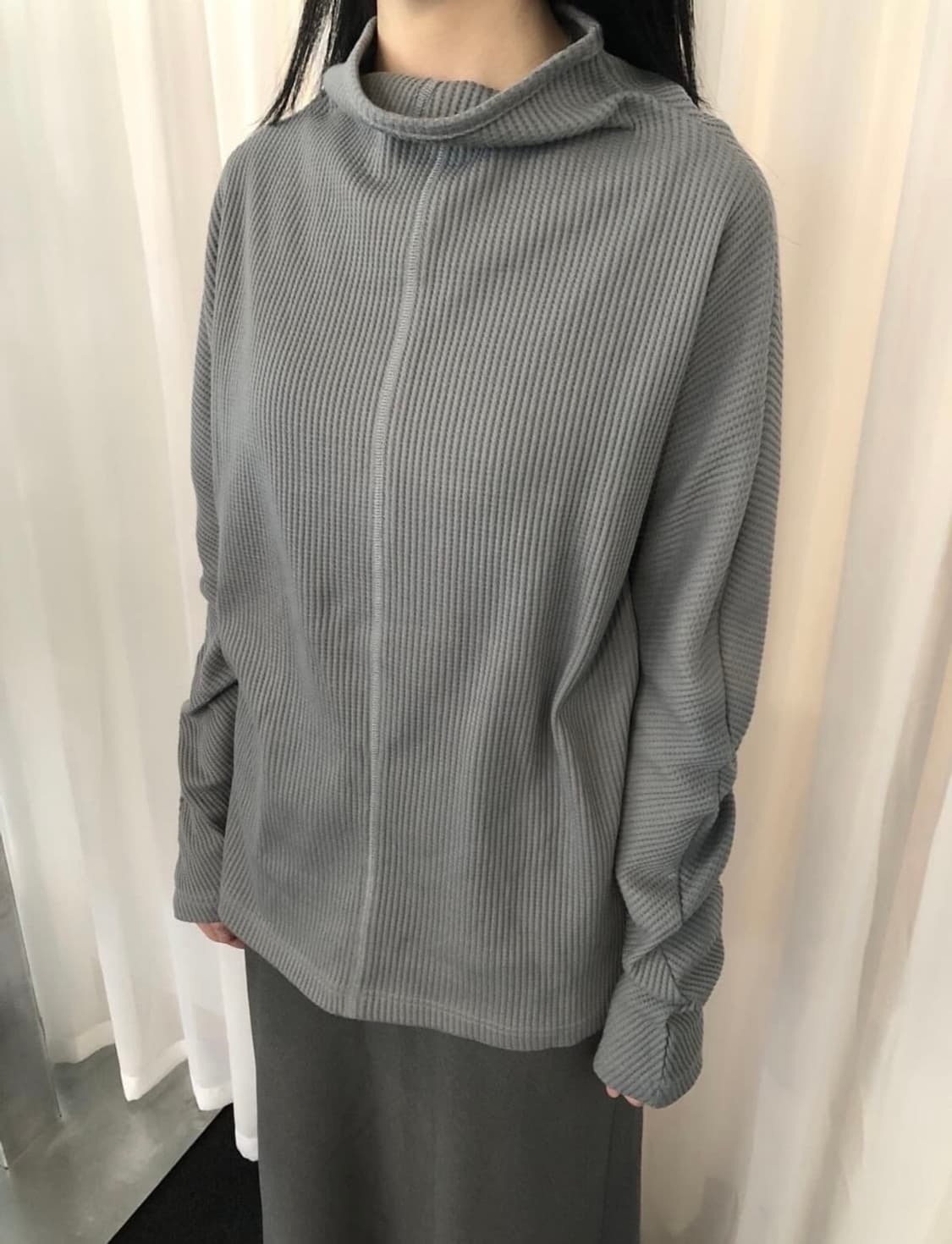 지초이 24-001 WAFFLE LONG SLEEVE (DOVE) 상품이미지4