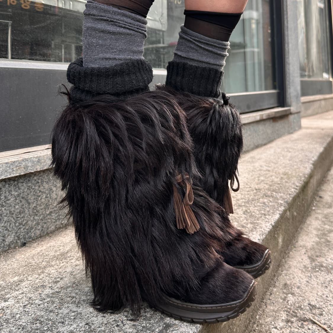 00s 레어 파잘 초코 브라운 퍼 털부츠 상품이미지8