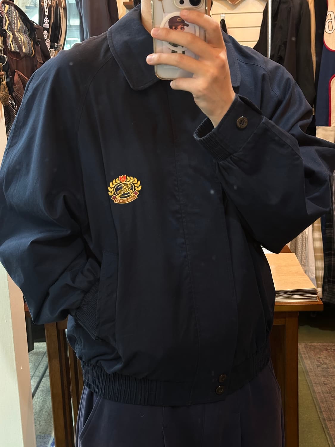 90‘s 버버리 Burberrys 월계수 자수 스윙톱 블루종 자켓 상품이미지2