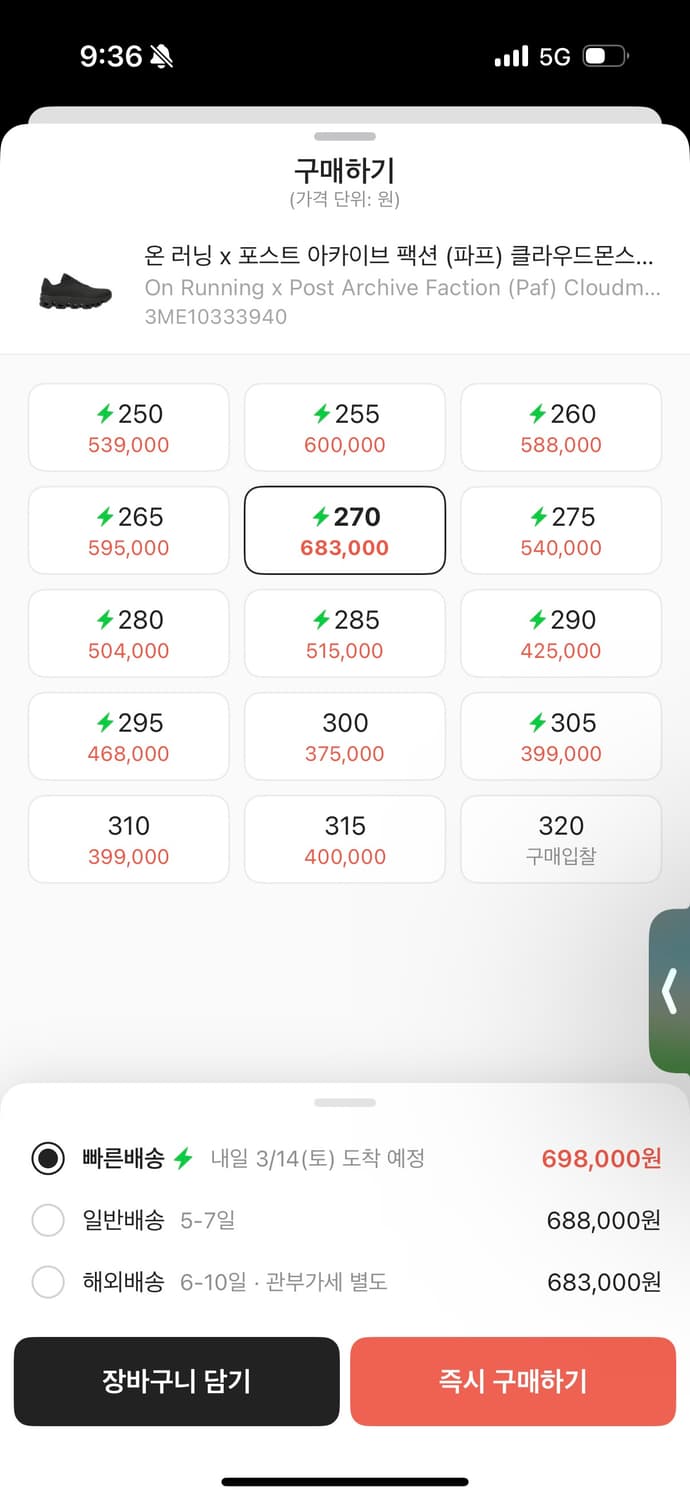 온 러닝 파프 클라우드 몬스터 2 쏜 브라운 270 상품이미지3