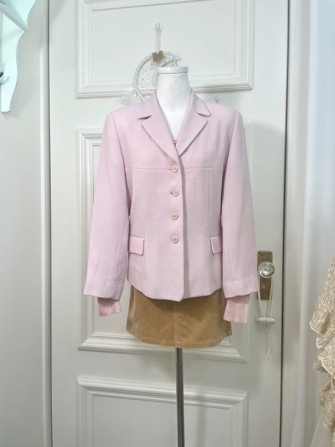 pink tweed mood basic spring jacket 상품이미지1