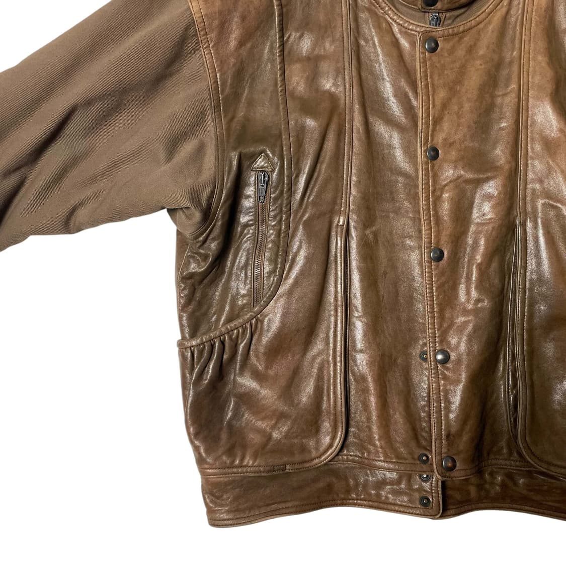 레더 트윌 코튼 레이어드 봄버 (italy made) 상품이미지5