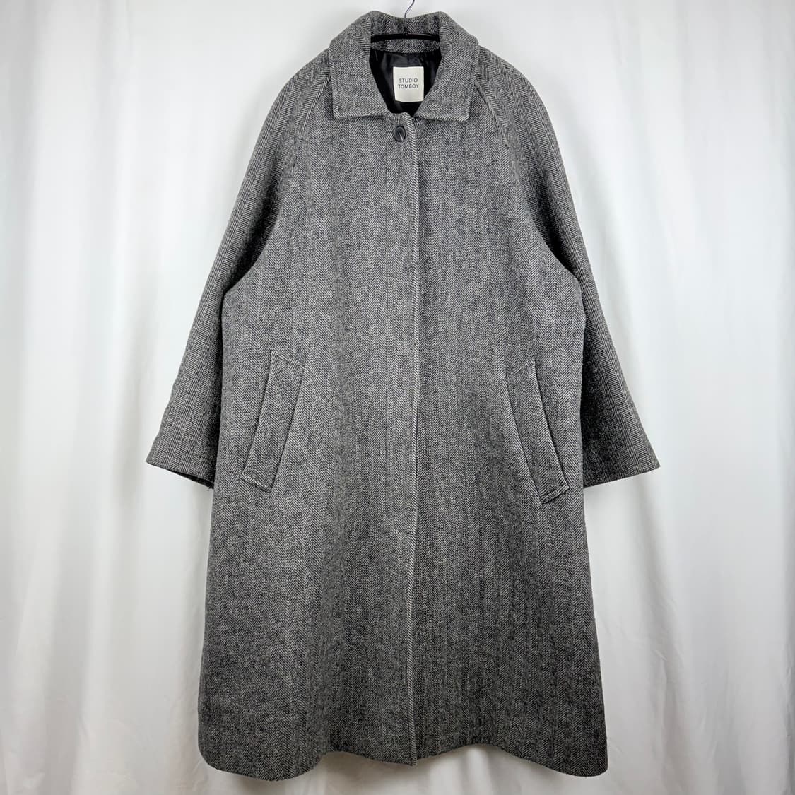 (F) 스튜디오 톰보이 해링본 발마칸 코트 그레이 상품이미지2