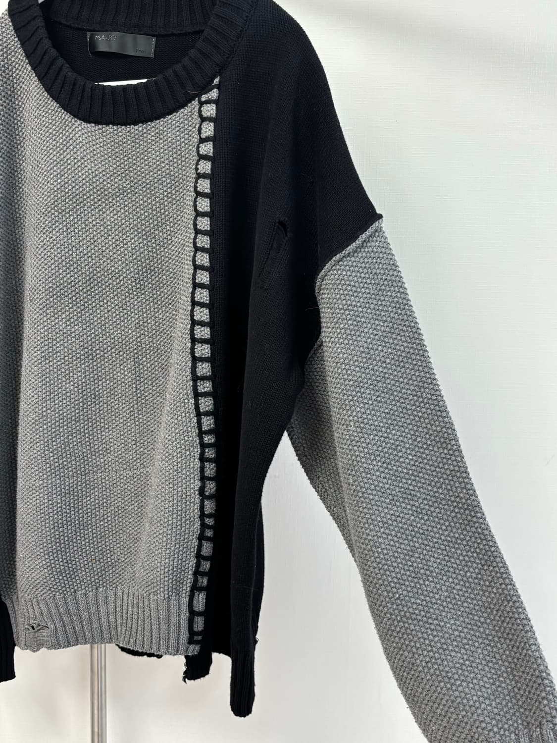 그런지 그레이 배색 오버사이즈 풀오버 상품이미지3