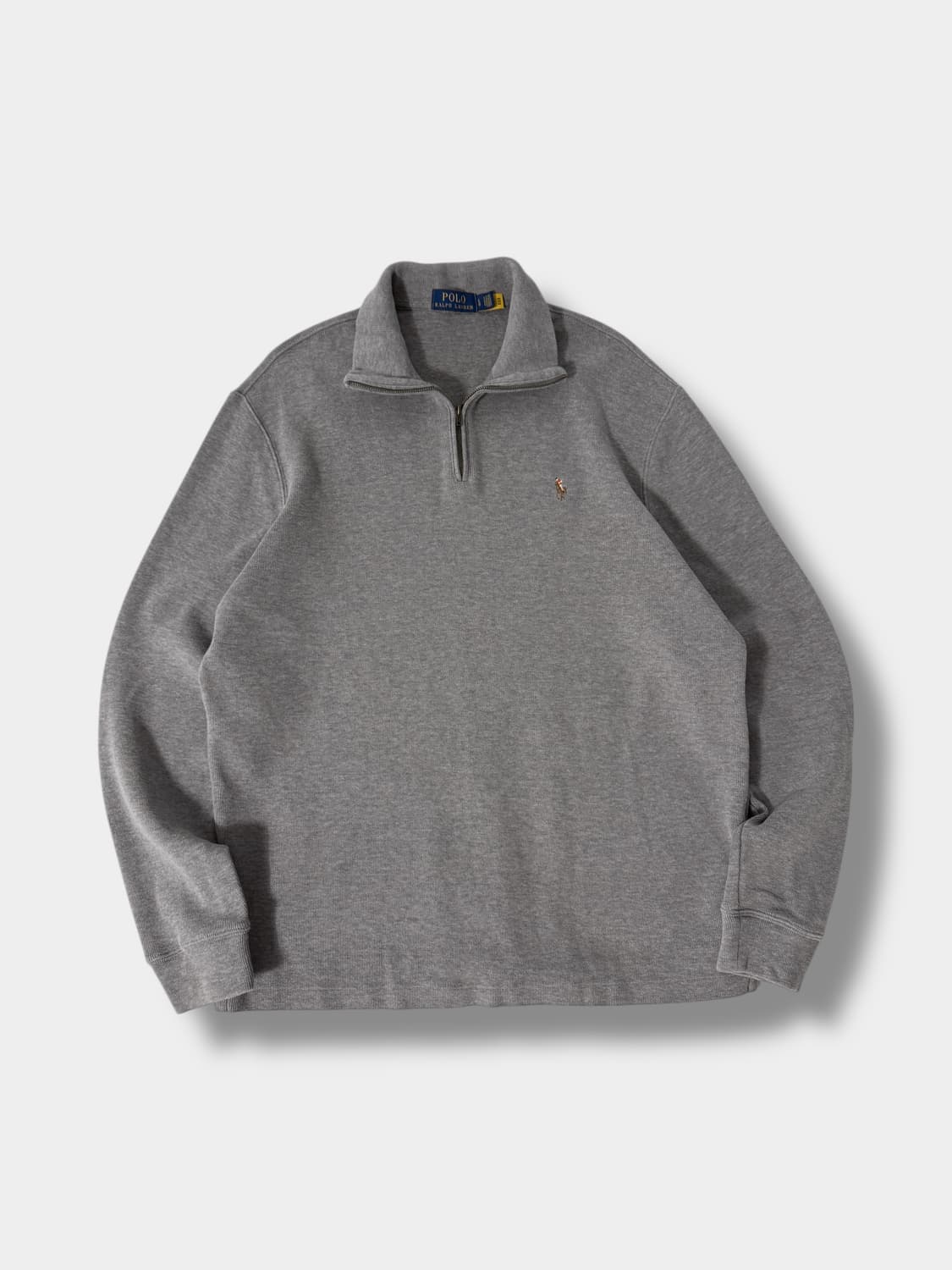 폴로 랄프로렌 루즈핏 신형 QR라벨 하프집 그레이 니트 상품이미지1