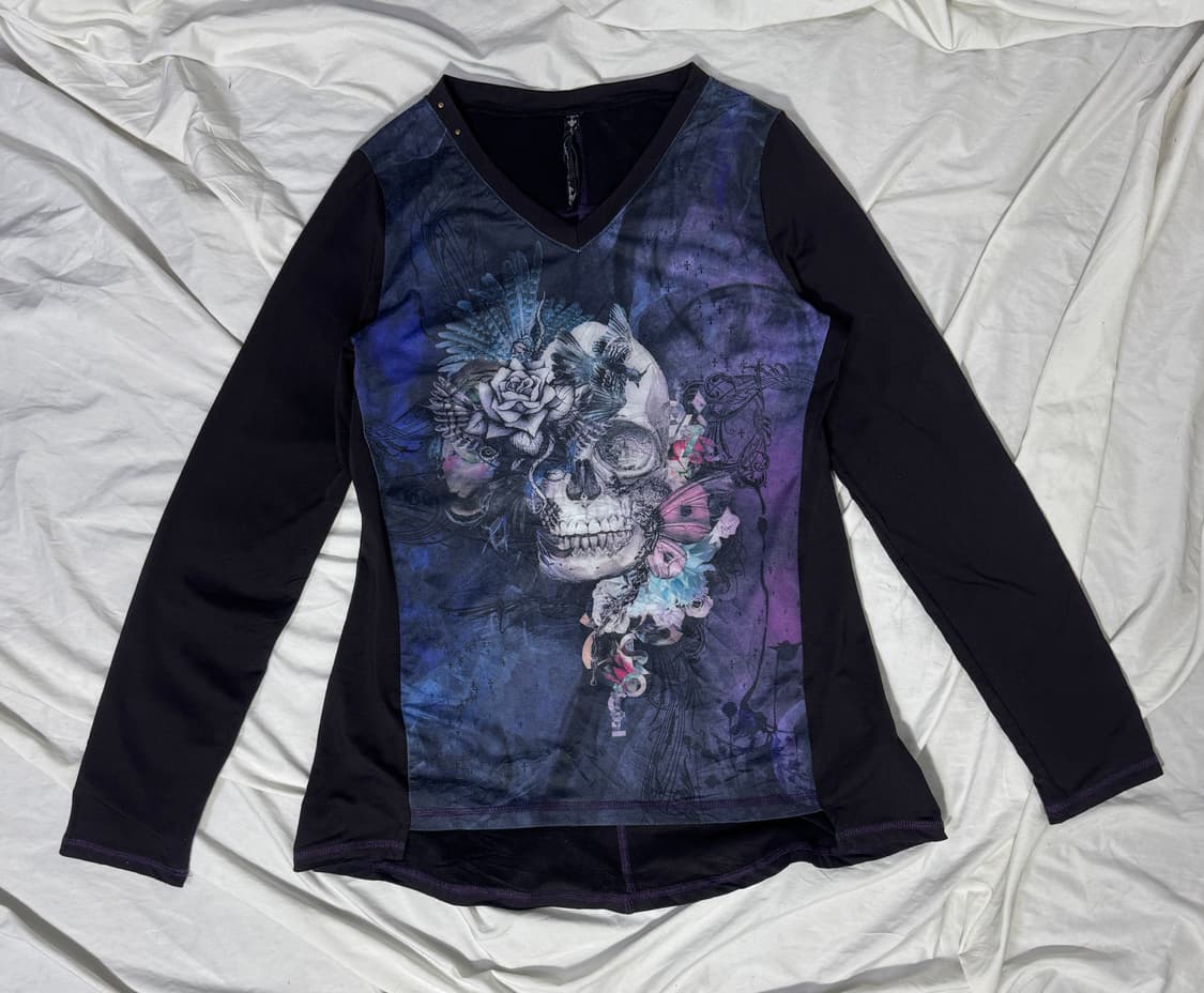 Ozz croce 스컬 프린트 롱슬리브 y2k 고딕 오즈온 상품이미지1