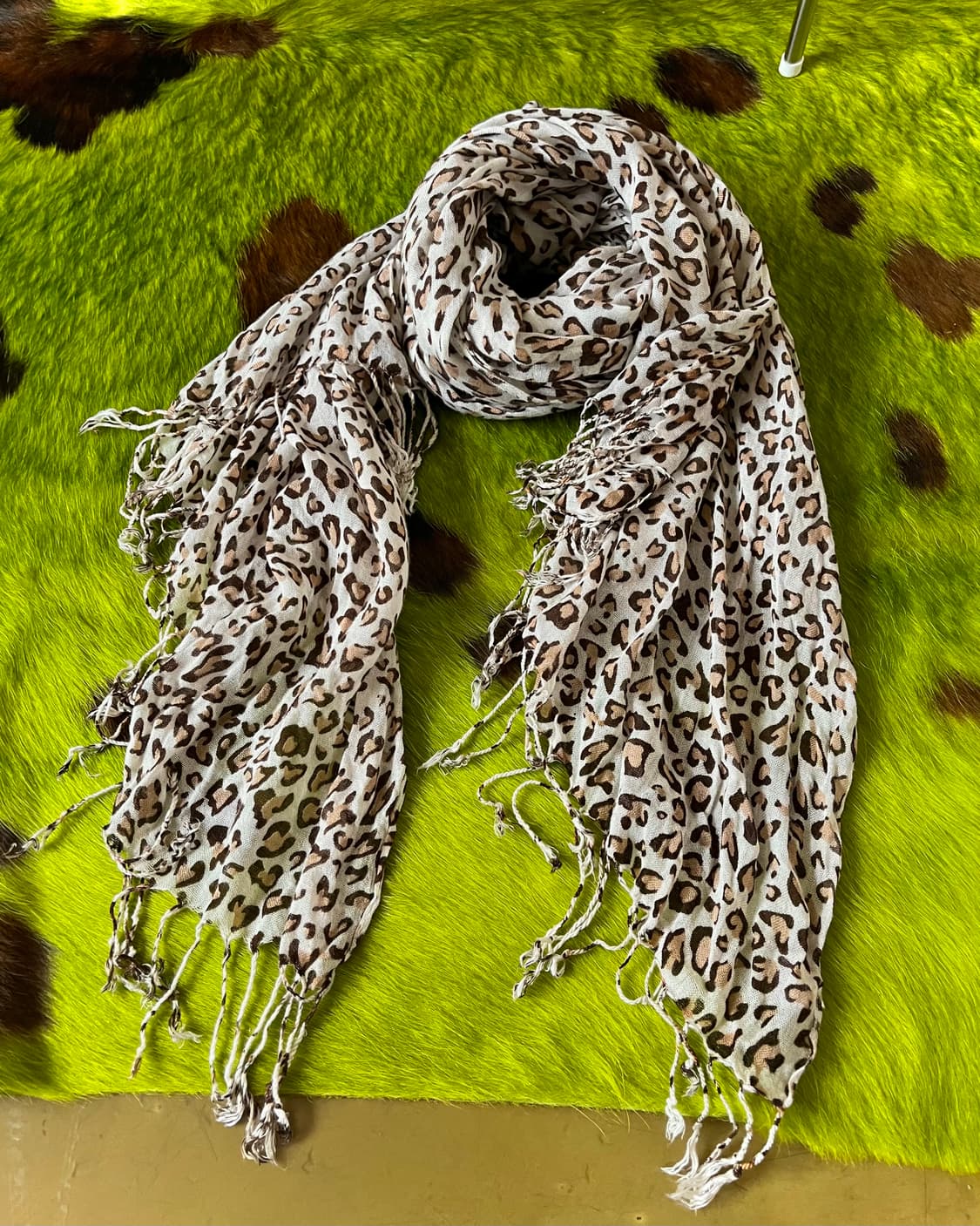 JPN Vintage Leopard Long Knit Scarf 상품이미지4