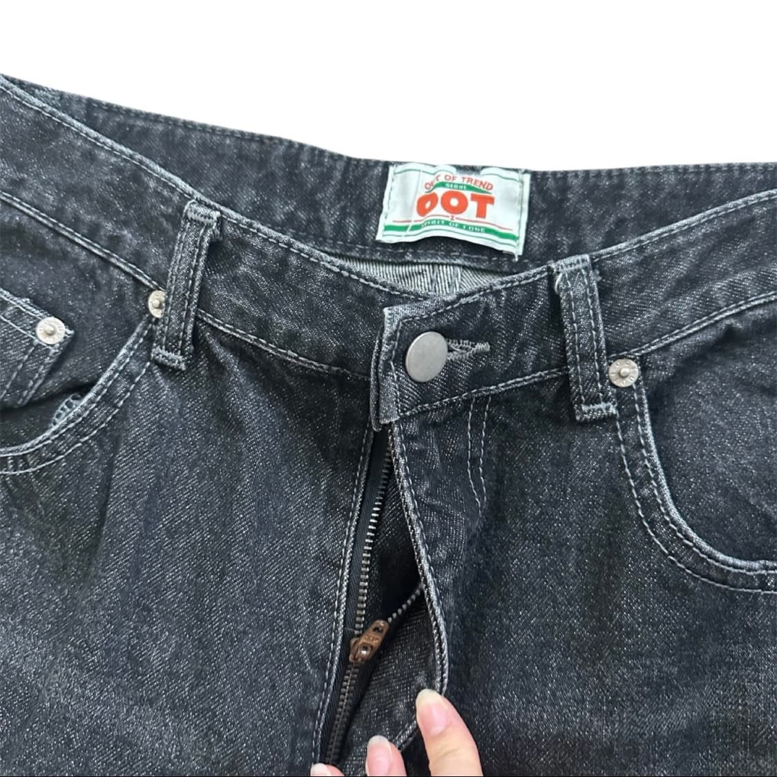 ootj 흑청 데님 와이드 팬츠 상품이미지4