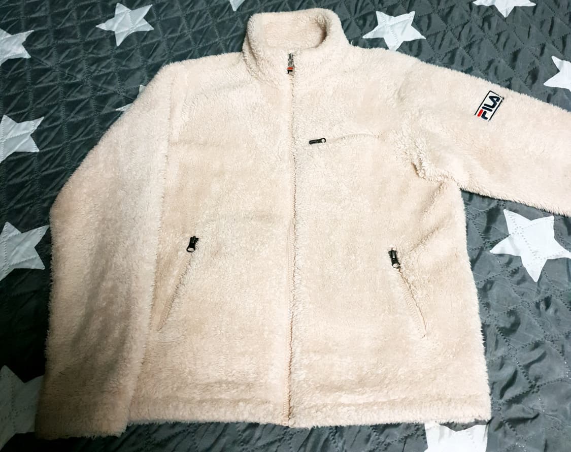 FILA 레그핏 어깨로고 퍼 후리스 집업자켓 아이보리 (S) 상품이미지1