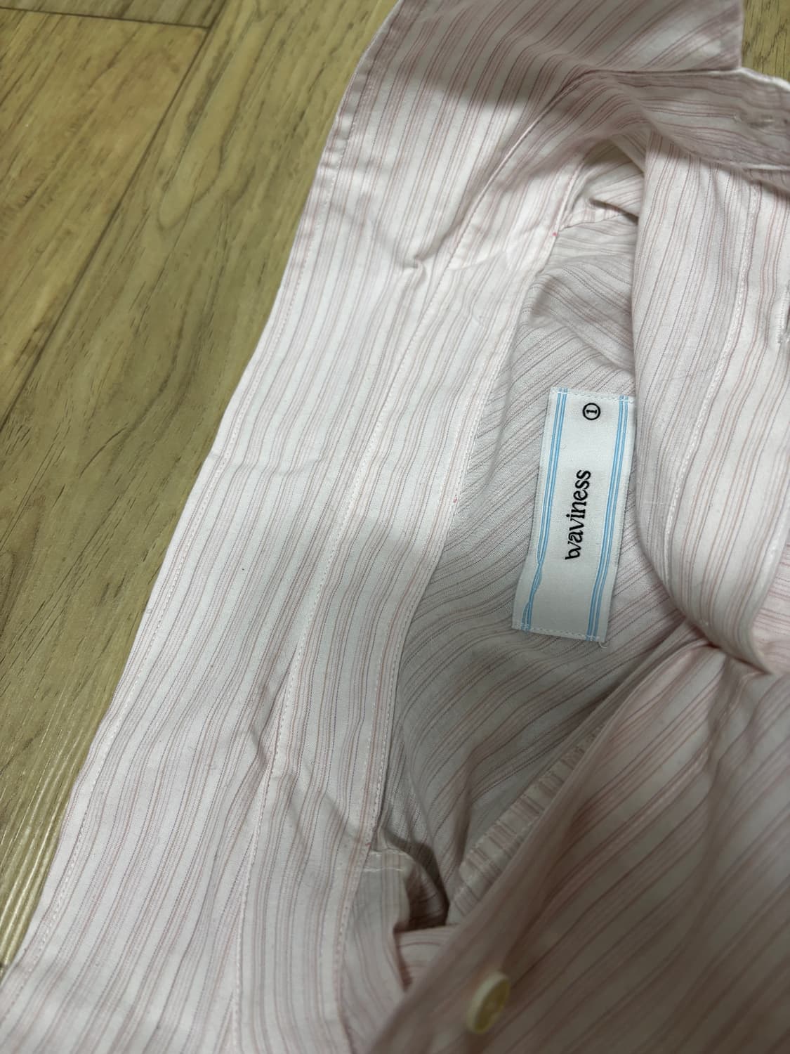 웨이비니스 오리가미 스트라이프 셔츠 핑크 상품이미지4