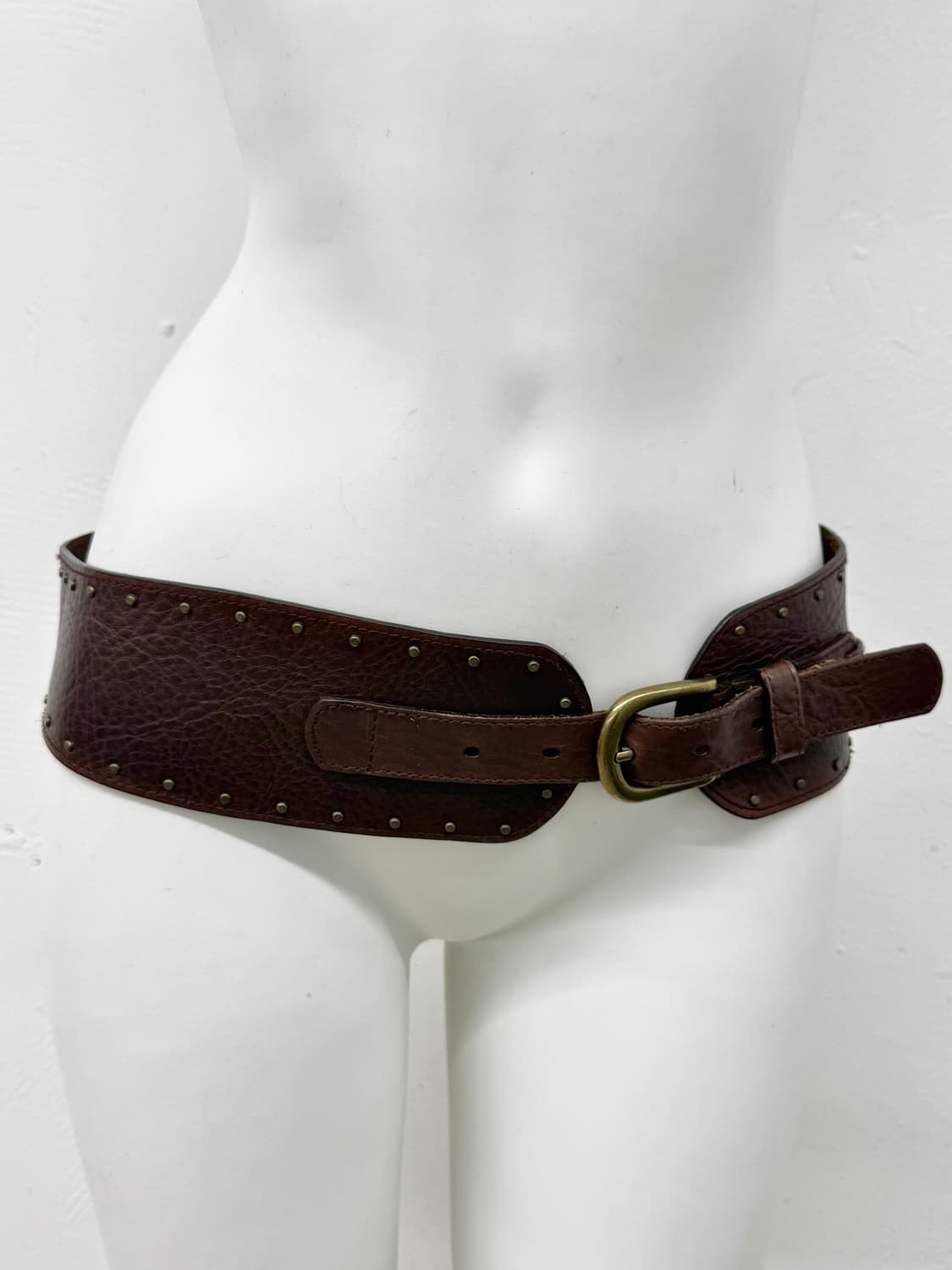 리얼레더 웨스턴 통가죽 스터드 와이드 벨트*레어 상품이미지1