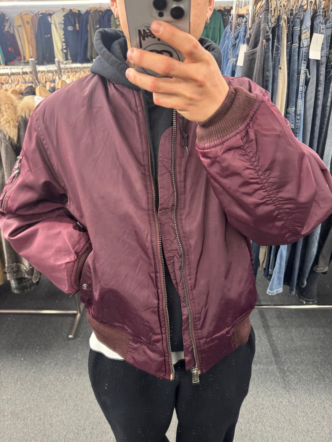 L)MIL-TEC 빈티지 버건디 MA-1 항공점퍼 상품이미지1