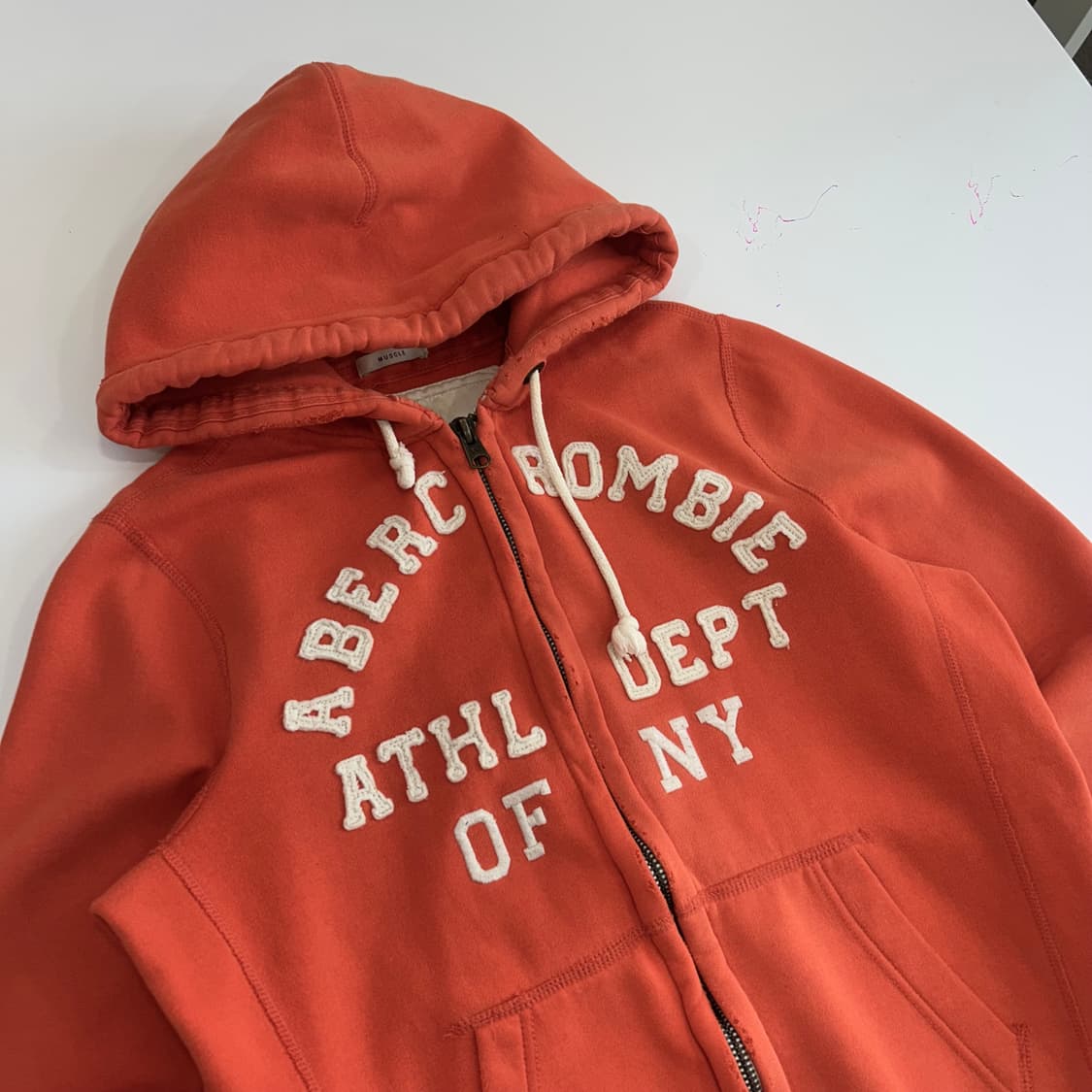 Abercrombie 아베크롬비 스펠아웃로고 오렌지 후드집업 상품이미지4