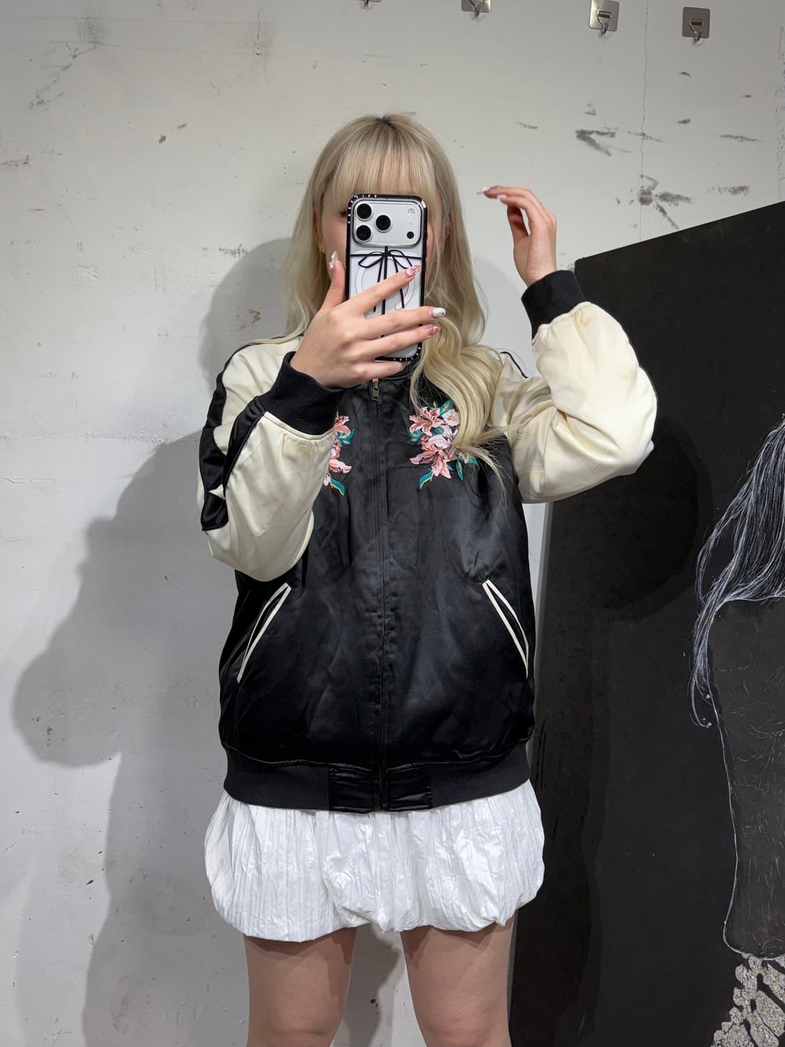 JPN 일본 빈티지 플라워 자수 스카잔 오리엔탈 스카쟌 상품이미지5