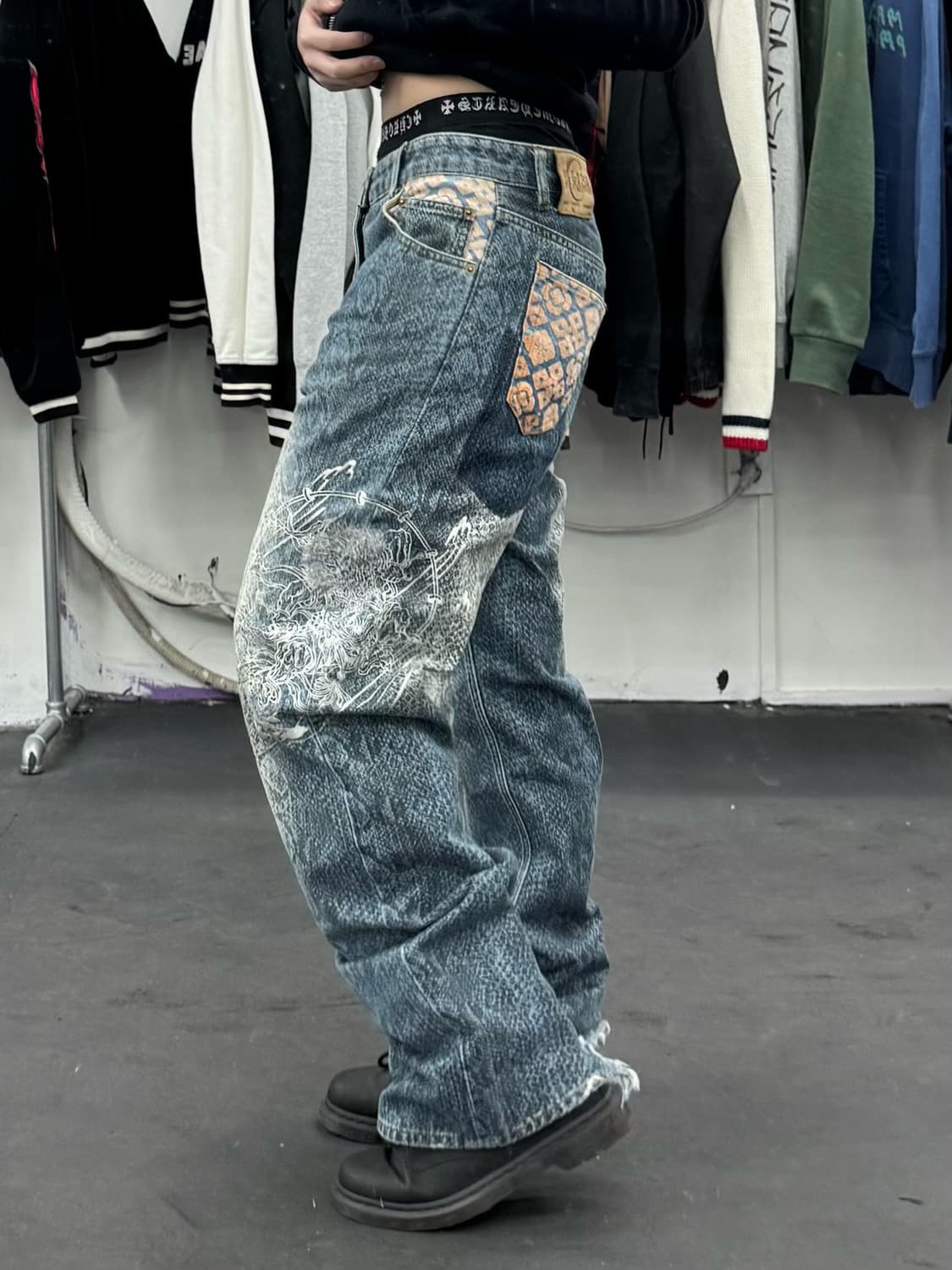 카라쿠리 타마시 오리엔탈 뱀피 데님팬츠 상품이미지3