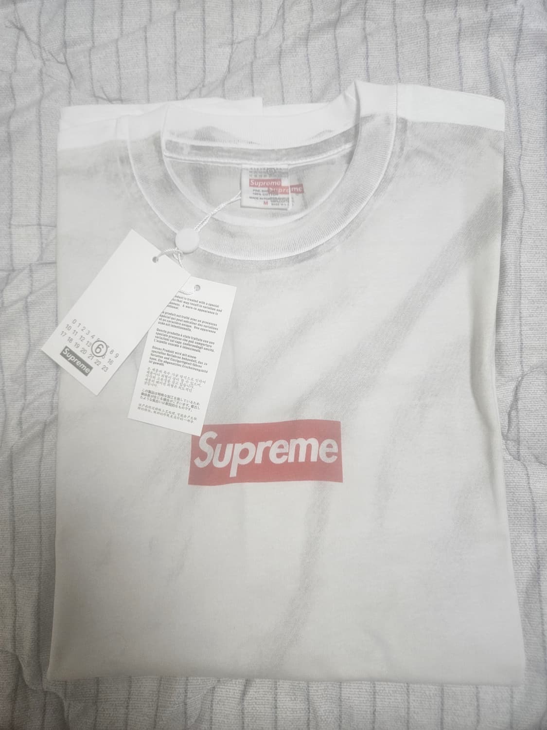 슈프림 x MM6 메종 마르지엘라 박스로고 티셔츠 화이트 -M 상품이미지4