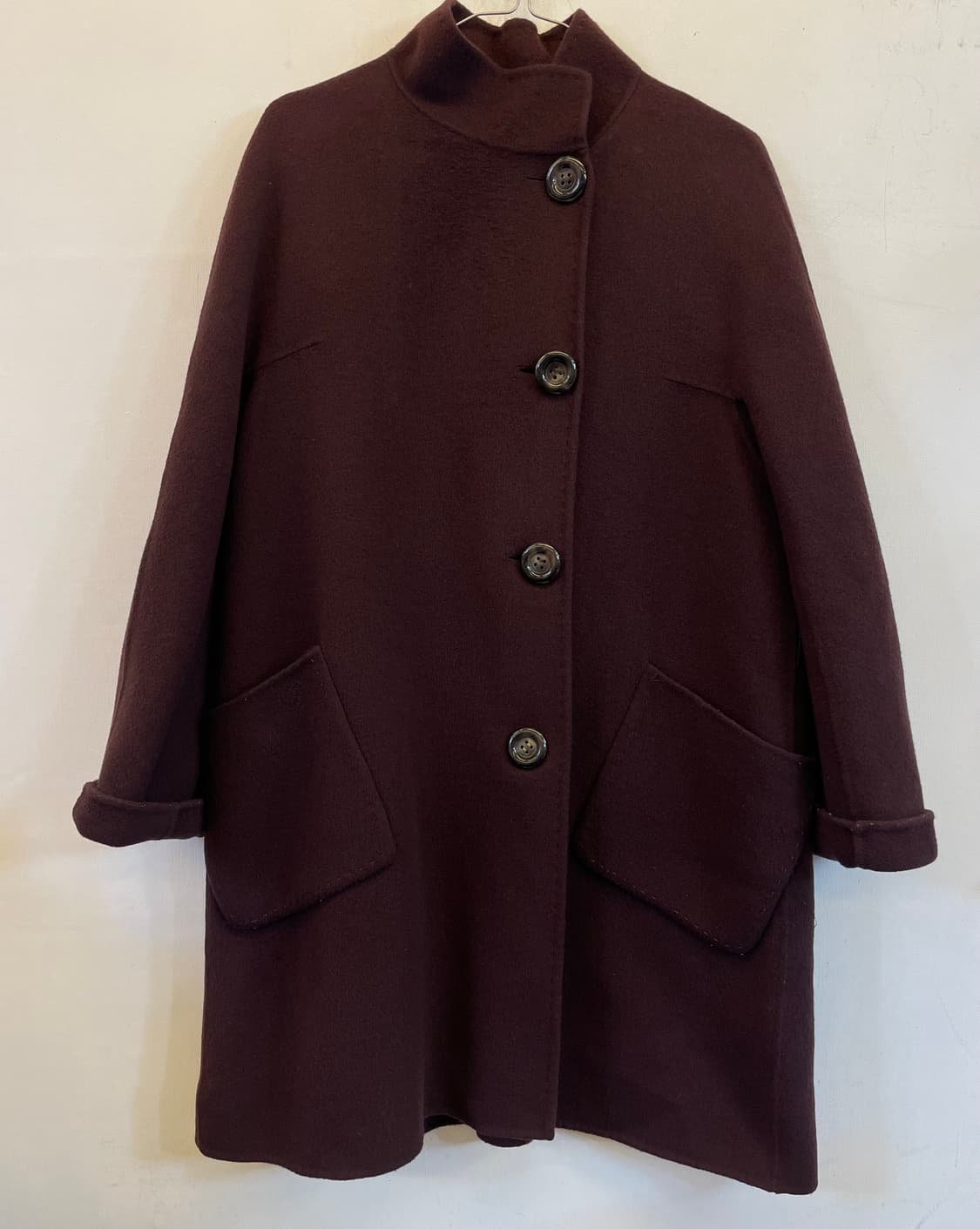 MCM 여성울코트 여성모직코트:) 버건디코트 하프코트하객룩연말룩데이트룩 상품이미지5