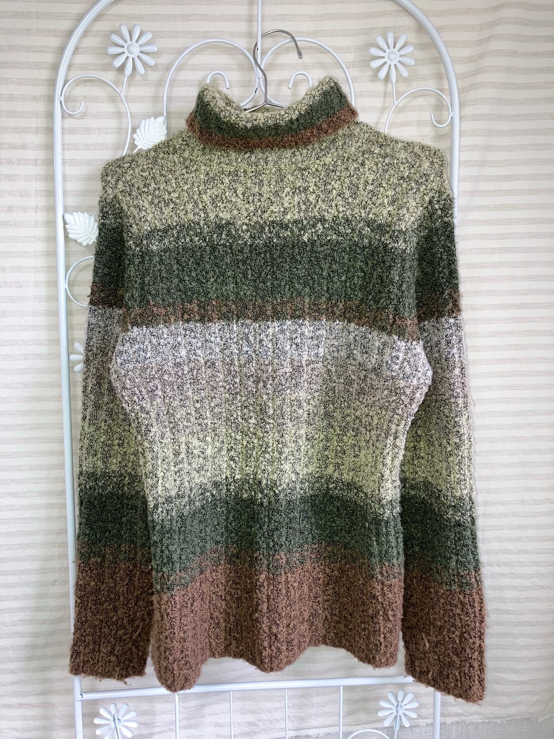 jpn vintage 그린 브라운 스트라이프 니트 y2k 스트릿 갸루 펑 상품이미지2