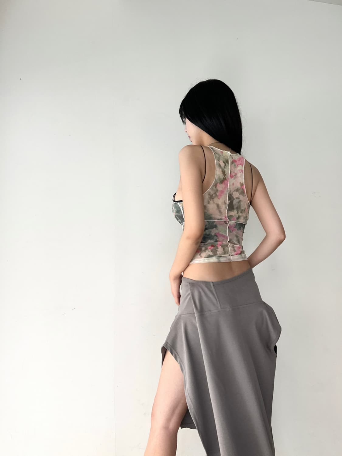Aurora sheer halter sleeveless / green 상품이미지6
